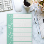 Wekelijkse agenda voor wekelijkse planning voor aa notitieblok<br><div class="desc">Pas met uw eigen achtergrondkleur aan,  klik "pas het"aan om de kleur op het recht te veranderen; u kunt de dagen van de week ook veranderen als u uw week met Zondag wilt beginnen.</div>