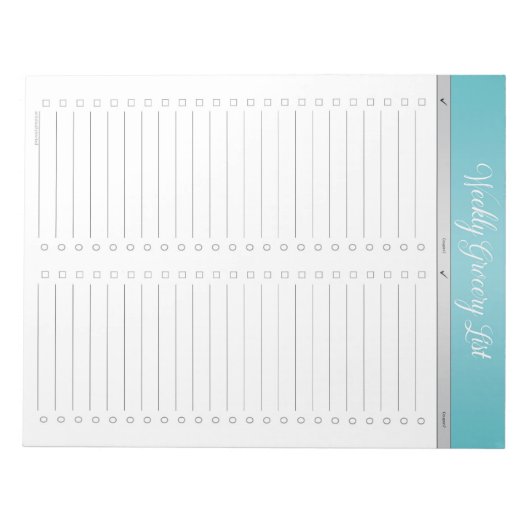 Wekelijkse basislijst van Turquoise Header - Check Notitieblok (Voorkant)