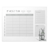 Wekelijkse bureauplanner met konijn notitieblok (Voorkant)