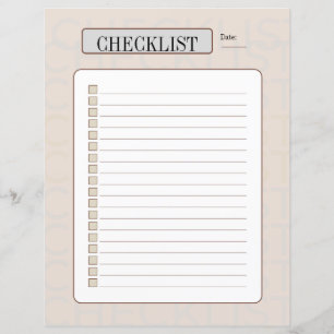 Wekelijkse checklist blad