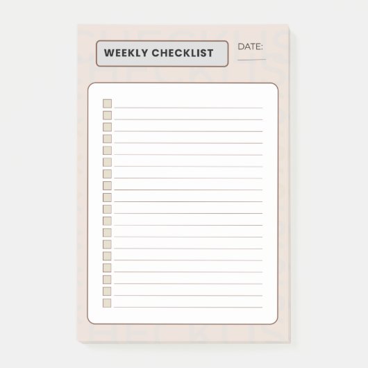 wekelijkse checklist post-it® notes (Voorkant)