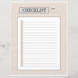 Wekelijkse checklist sheet