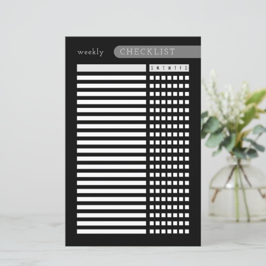 Wekelijkse checklist zwart wit (Staand voorkant)