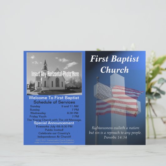  Wekelijkse Church Bulletin (Patriottisch) (Staand voorkant)