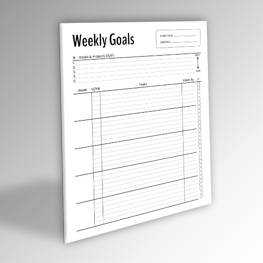 Wekelijkse doelen Notitieblok