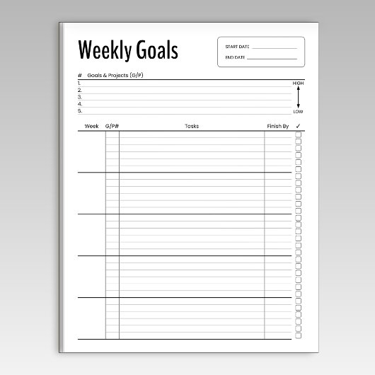 Wekelijkse doelen Notitieblok