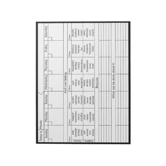 Wekelijkse Emotion Calendar V2 - Personaliseren Notitieblok (Linkerzijde)