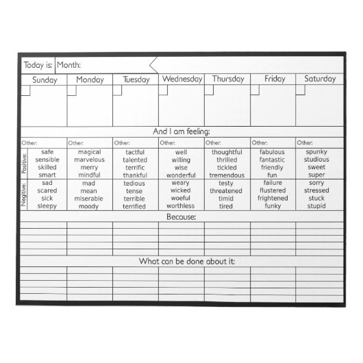 Wekelijkse Emotion Calendar V2 - Personaliseren Notitieblok (Voorkant)