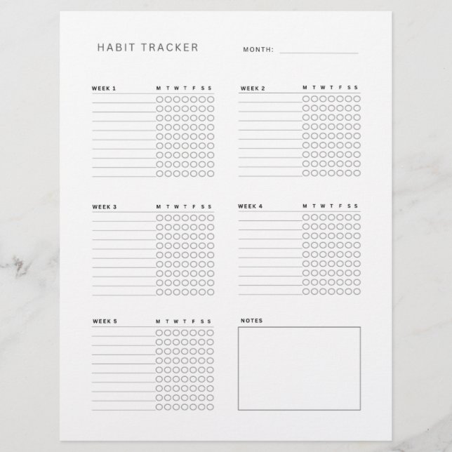 Wekelijkse gewoonte Planner en Tracker Printable Briefhoofd (Voorkant)