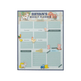 Wekelijkse kalender met Afbeeldingen Boerderij Notitieblok