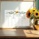 Wekelijkse kalender Waterverf Geel Zonnebloem Magnetisch Uitwisbaar Vel<br><div class="desc">Prachtige landelijke stijl en elegante wekelijkse koelkast magneet. Ons ontwerp is voorzien van onze handgeschilderde waterverf goudgele zonnebloemen en groenvoorzieningen om deze elegante,  landelijke koelkastmagneet te creëer. Alle bloemen zijn met de hand geschilderd door Moodthology Papery.</div>