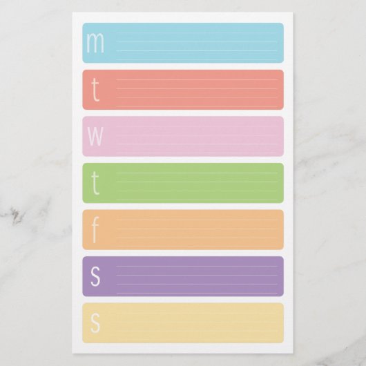 Wekelijkse kalenderbladen briefpapier (Voorkant)