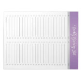 Wekelijkse lijst met Paarse koptekst - checklist Notitieblok (Voorkant)