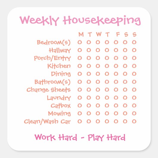 Wekelijkse lijst met taken vierkante sticker (Voorkant)