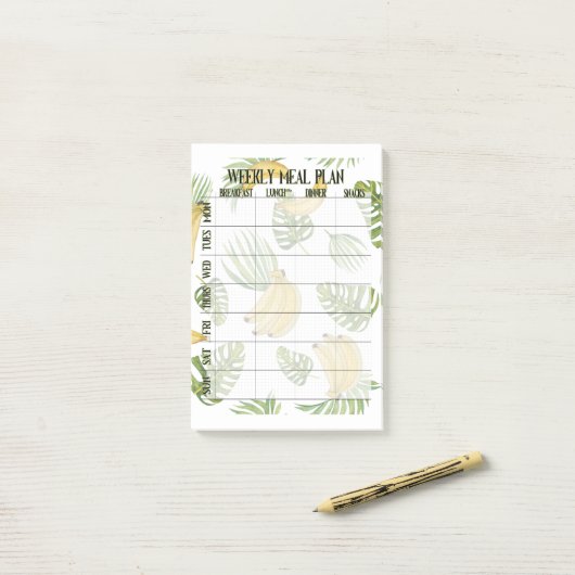 Wekelijkse lijst van maaltijd post-it® notes (Op bureau)