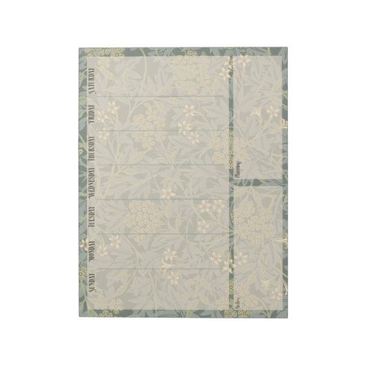 Wekelijkse lijst - William Morris Jasmine Notitieb Notitieblok (Linkerzijde)