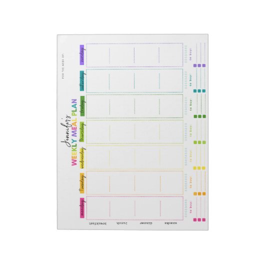  wekelijkse maaltijdplankaansluiting notitieblok (Linkerzijde)