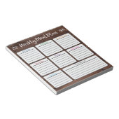 Wekelijkse maaltijdplanner - donkerbruin notitieblok (Schuin)