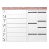 Wekelijkse maaltijdplanner- en basislijst notitieblok (Voorkant)