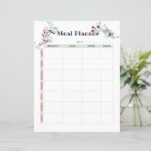 Wekelijkse maaltijdplanner in Cute Floral Style (Staand voorkant)