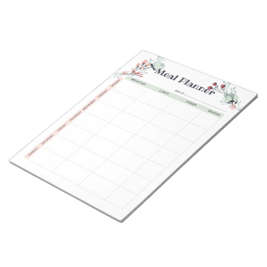 Wekelijkse maaltijdplanner in Cute Floral Style Notitieblok (Schuin)