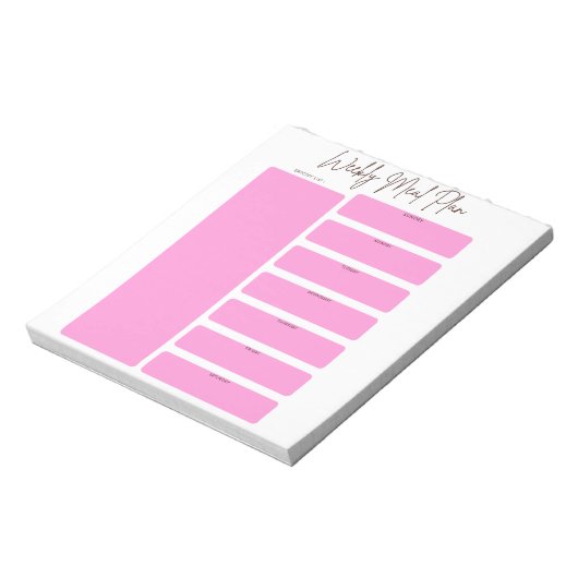 WEKELIJKSE MAALTIJDPLANNER IN ROZE ONTWERP NOTITIEBLOK (Linkerzijde)