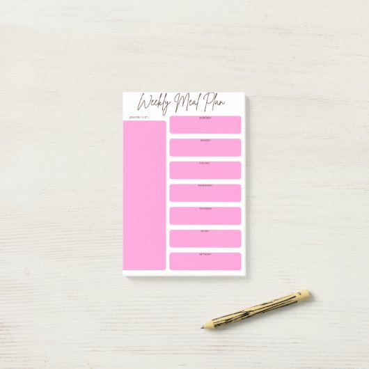 Wekelijkse maaltijdplanner post-it® notes (Op bureau)