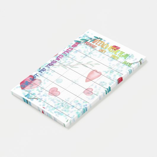 Wekelijkse maaltijdplanner post-it® notes (Schuin)