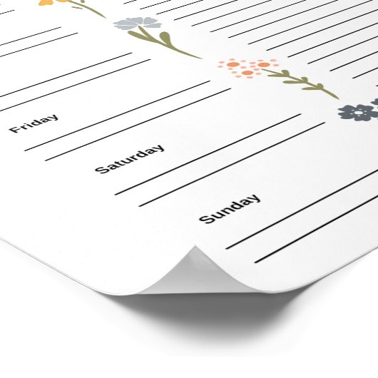 Wekelijkse Maaltijdplanner Printable Poster (Hoek)