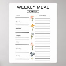 Wekelijkse Maaltijdplanner Printable Poster