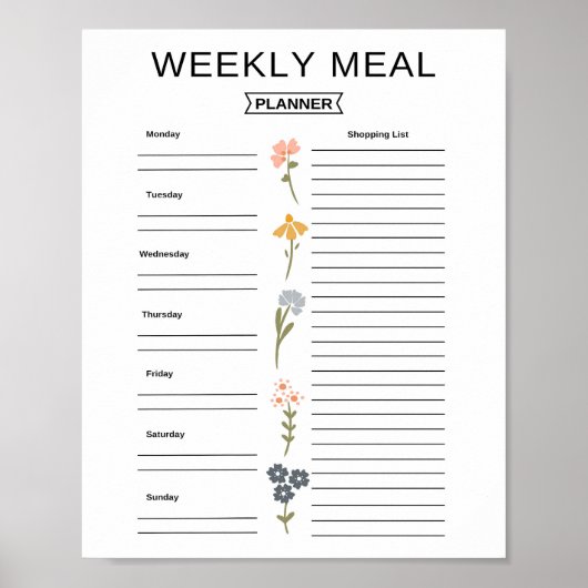 Wekelijkse Maaltijdplanner Printable Poster (Voorkant)