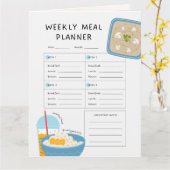 Wekelijkse maaltijdplanner + winkellijst Kaart dow (Gele Bloem)