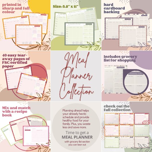 Wekelijkse Meal Planner Najaaroverlapping Notitieblok