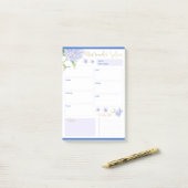 Wekelijkse Planner Blauwe Hortensia Bloem Post-it® Notes (Op bureau)