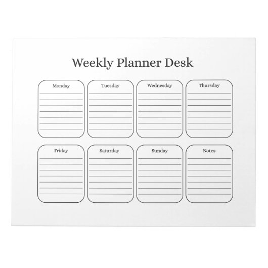 Wekelijkse planner bureau notitieblok (Voorkant)