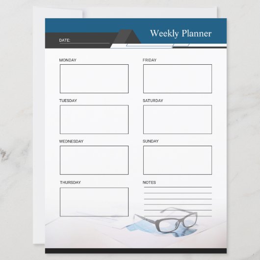 Wekelijkse planner en takenlijst sjabloon (Achterkant)