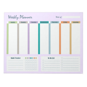 Wekelijkse planner Gewoonte tracker To Do-lijst No Notitieblok