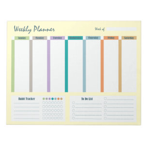 Wekelijkse planner Gewoonte tracker To Do-lijst No Notitieblok