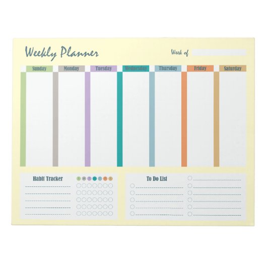 Wekelijkse planner Gewoonte tracker To Do-lijst No Notitieblok (Voorkant)