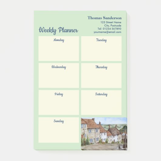 Wekelijkse planner Gold Hill Shaftesbury Dorset VK Post-it® Notes (Voorkant)