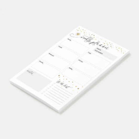 Wekelijkse Planner Heart Scatter Gold Post-it® Notes (Schuin)