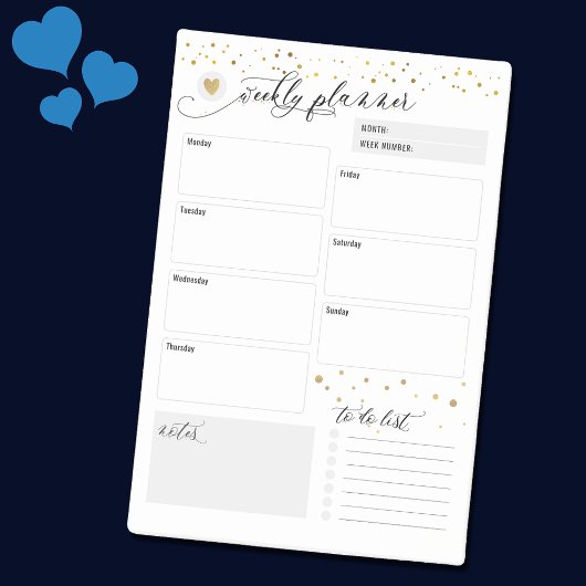 Wekelijkse Planner Heart Scatter Gold Post-it® Notes