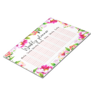 Wekelijkse planner in helder Waterverf Floral Desi Notitieblok