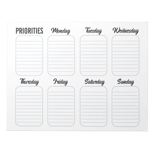 Wekelijkse Planner Kalender Scheur weg Wit Notitieblok (Voorkant)