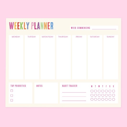 Wekelijkse Planner Kleurrijke Tekst Notitieblok