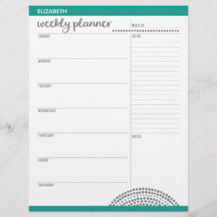 Wekelijkse planner met aangepaste naam en kleur flyer