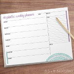 Wekelijkse Planner met aangepaste naam en kleurenb Notitieblok<br><div class="desc">Een geweldig ontwerp om je week te organiseren. Dit ontwerp omvat een gebied om jouw naam bij de bovenkant toe te voegen. Andere gebieden zijn leeg voor u om uw toe te voegen om lijst voor elke dag van de week te doen. U kunt de kleuren in het aanpassingsgebied wijzigen....</div>