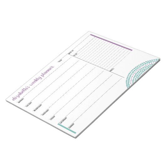 Wekelijkse Planner met aangepaste naam en kleurenb Notitieblok (Schuin)