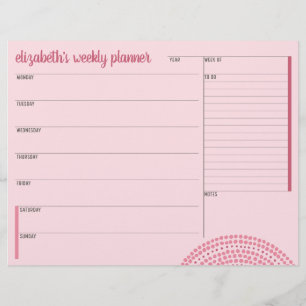 Wekelijkse planner met aangepaste naam Roze Paars Flyer