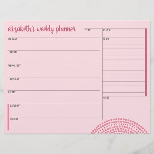 Wekelijkse planner met aangepaste naam Roze Paars Flyer (Voorkant)
